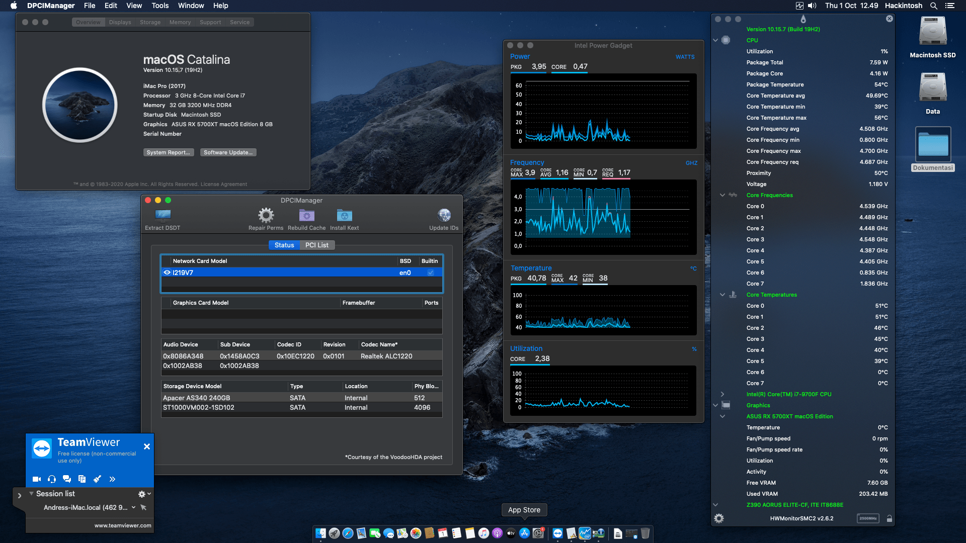 Success Hackintosh macOS Catalina 10.15.7 Build 19H2 in Gigabyte Z390 Aorus Elite + Intel Core i7 9700 + Asus RX 5700XT